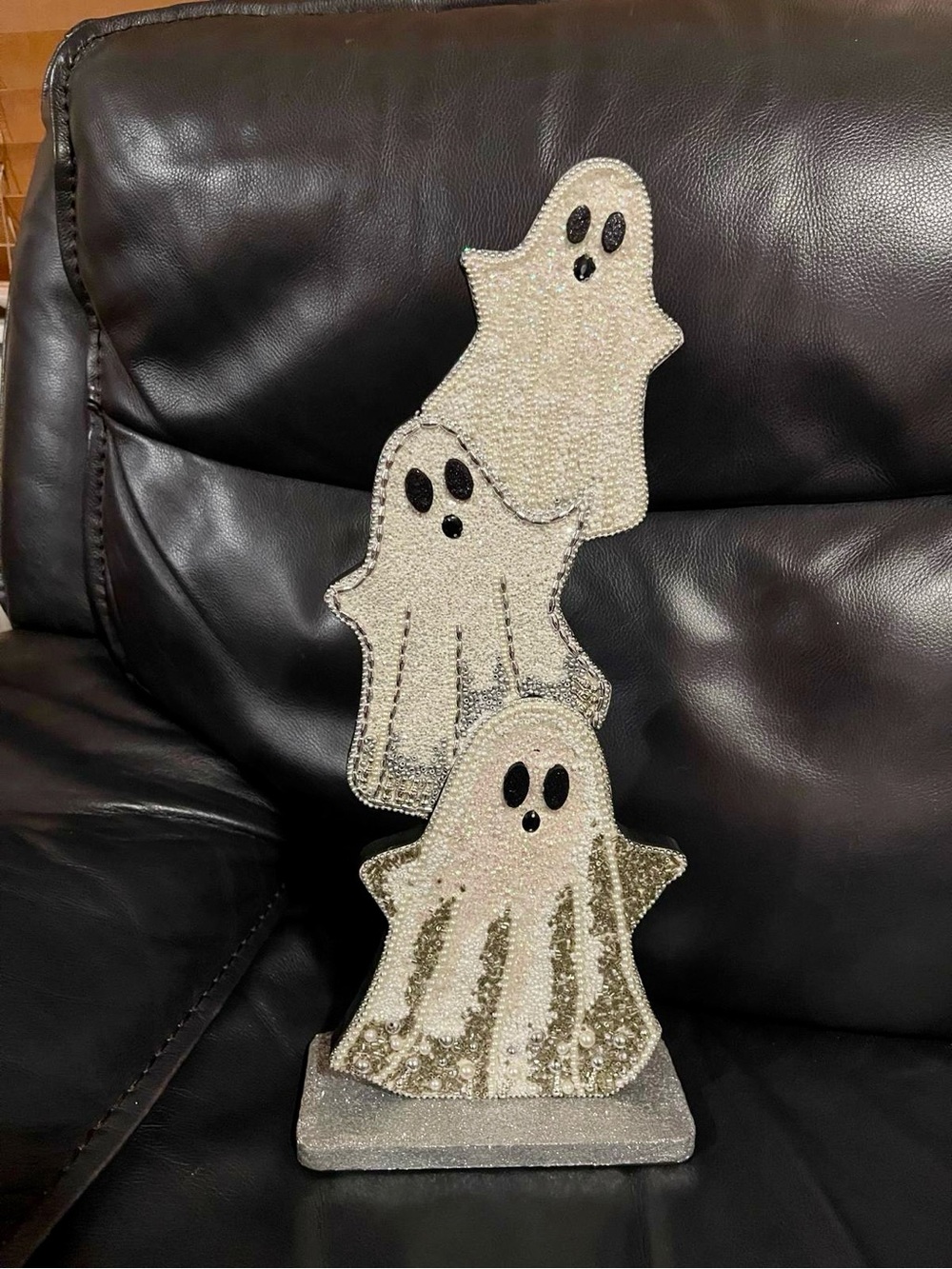 Halloween Wood and Beaded Ghosts Decor